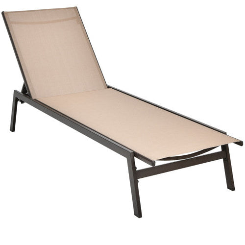 Load image into Gallery viewer, Outdoor Reclining Chaise Lounge Chair with 6-Position Adjustable Back-Brown
