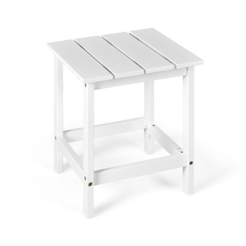 Load image into Gallery viewer, 15 Inch Patio Square Wooden Slat End Side Coffee Table for Garden-White
