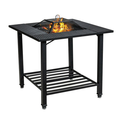 Load image into Gallery viewer, 31 Inch Outdoor Fire Pit Dining Table with Cooking BBQ Grate
