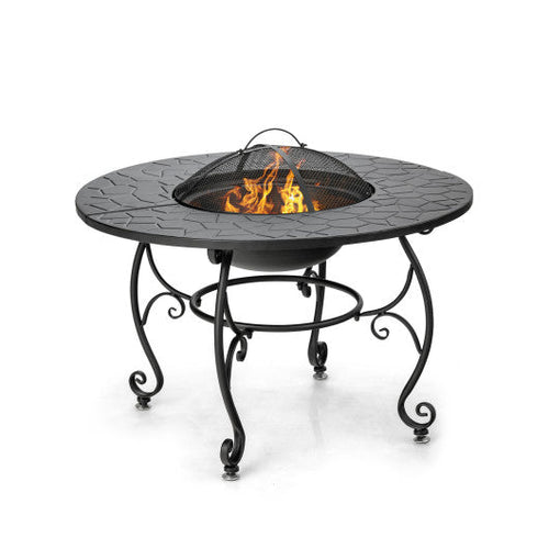 Load image into Gallery viewer, 35.5 Feet Patio Fire Pit Dining Table With Cooking BBQ Grate
