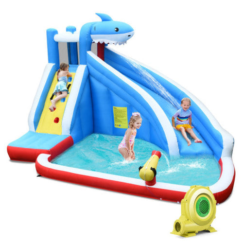 Load image into Gallery viewer, 4-in-1 Inflatable Water Slide Park with Long Slide and 735W Blower
