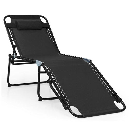 Load image into Gallery viewer, Foldable Recline Lounge Chair with Adjustable Backrest and Footrest-Black
