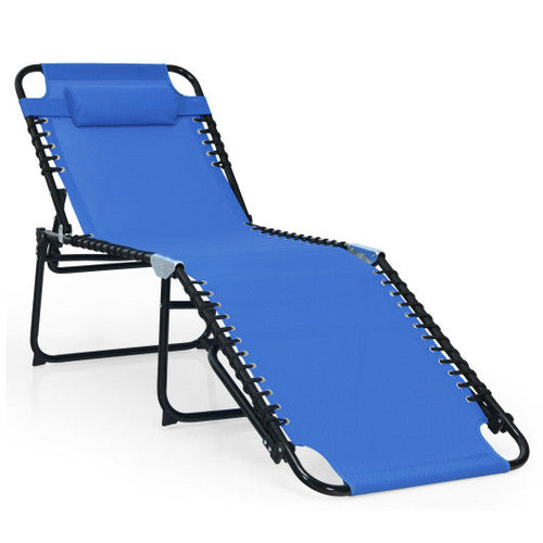 Load image into Gallery viewer, Foldable Recline Lounge Chair with Adjustable Backrest and Footrest-Blue

