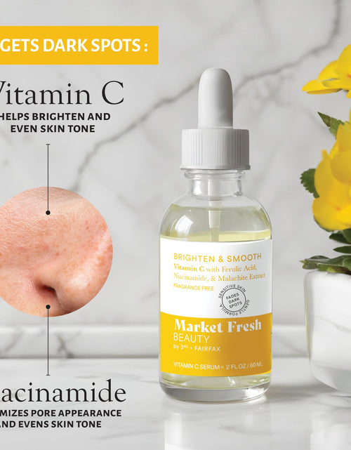Load image into Gallery viewer, Market Fresh Beauty Vitamin C Serum with Ferulic Acid, Niacinamide, &amp; Malachite Extract | Brighten &amp; Smooth | Fragrance-Free | 2 fl oz by  Los Angeles Brands
