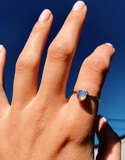 Load image into Gallery viewer, Opal Hammered Gold Ring by Toasted Jewelry
