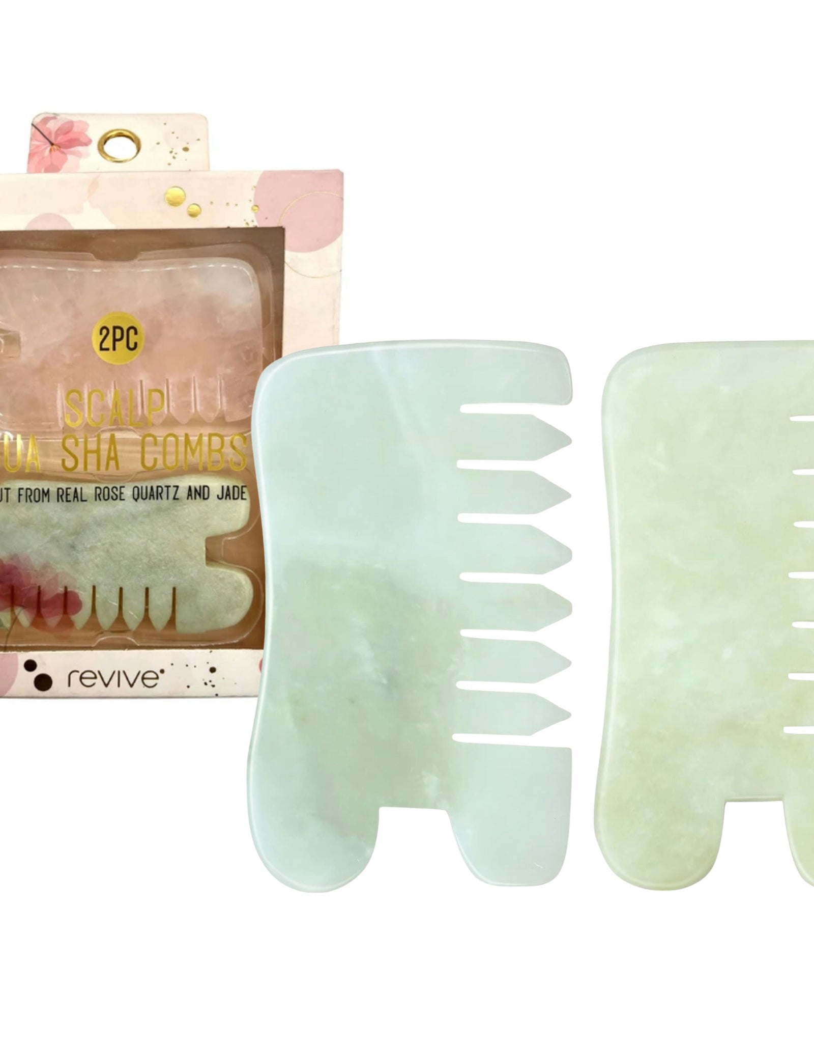 Revive 2 Piece Jade & rose Quartz Gua Sha Combs