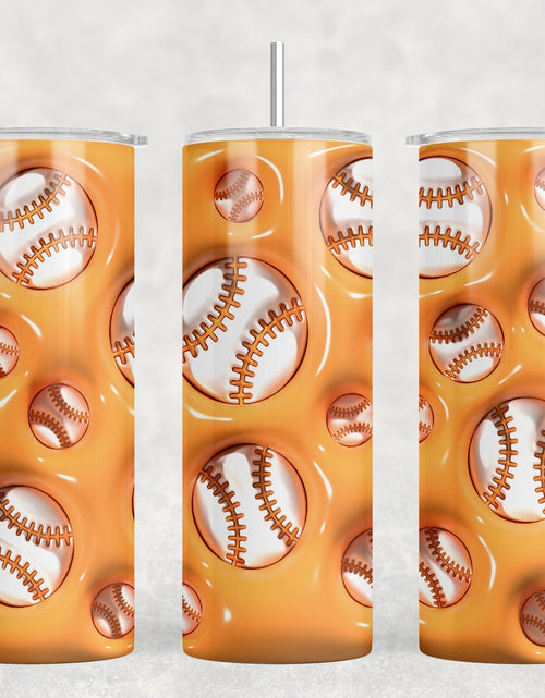 Load image into Gallery viewer, Orange Baseball - 20 oz Steel Skinny Tumbler - Optional Blue Tooth Speaker - Speaker Color will Vary by Rowdy Ridge Co
