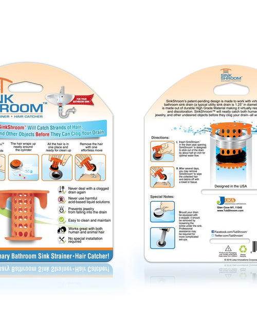 Load image into Gallery viewer, SinkShroom® (Orange) The Hair Catcher That Prevents Clogged Bathroom Sink Drains by TubShroom.com
