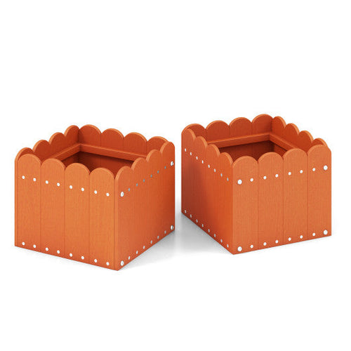 Load image into Gallery viewer, 2 Pack Square Planter Box with Drainage Gaps for for Front Porch Garden Balcony-Orange
