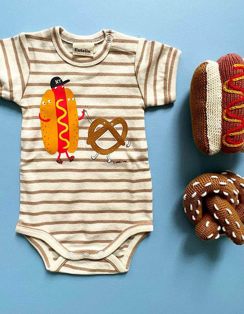 Load image into Gallery viewer, Organic Baby Gift Set, Food Onesie &amp; Rattle by Estella
