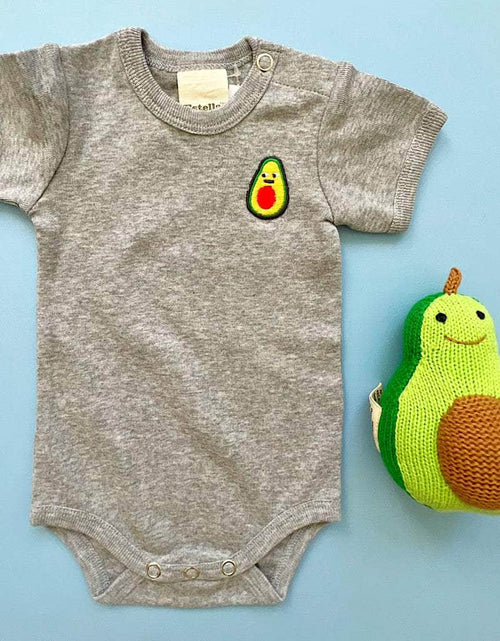 Load image into Gallery viewer, Organic Baby Gift Set, Food Onesie &amp; Rattle by Estella

