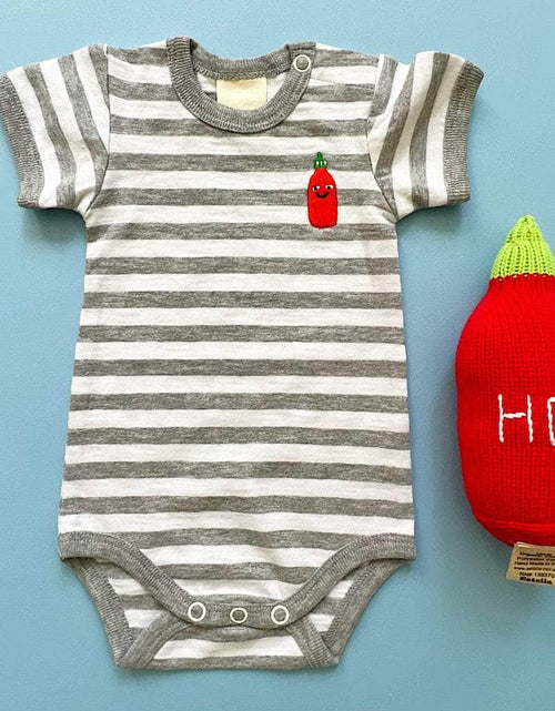 Load image into Gallery viewer, Organic Baby Gift Set, Food Onesie &amp; Rattle by Estella
