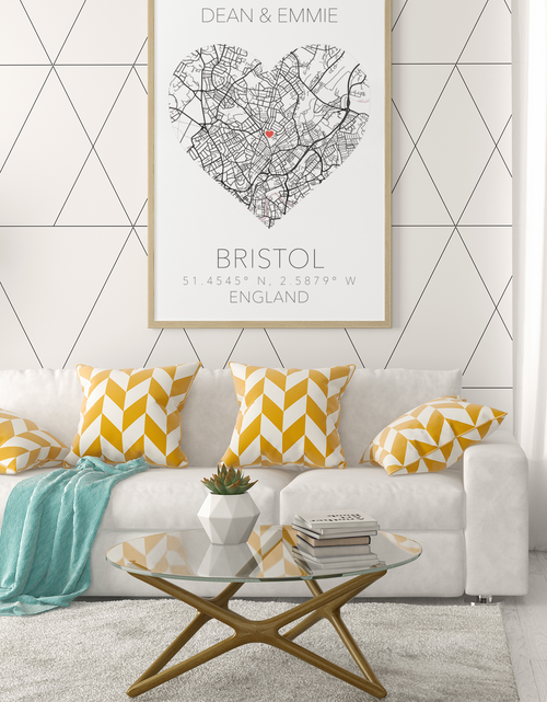 Load image into Gallery viewer, Couples Love Heart Map Any City &amp; Country with Coordinates Personalised 2022 Wall Decor Print with 10 New Styles by WinsterCreations™ Official Store
