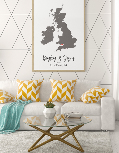 Load image into Gallery viewer, Couples United Kingdom Map with Special Dates &amp; Heart Personalised 2022 Wall Decor Print with 10 New Styles by WinsterCreations™ Official Store
