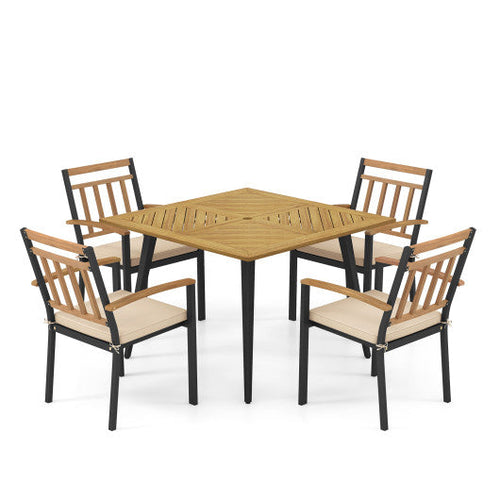 Load image into Gallery viewer, 5 Pieces Patio Dining Set with Cushions and 1.9 inches Umbrella Hole
