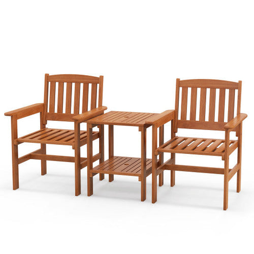 Load image into Gallery viewer, 3 Piece Patio Bistro Table and Chairs Set with Umbrella Hole
