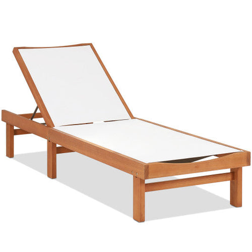 Load image into Gallery viewer, Outdoor Wood Chaise Lounge Chair with 5-Postion Adjustable Back

