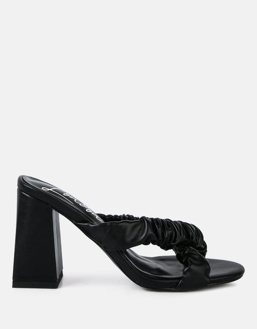 Load image into Gallery viewer, page 3 scrunchie strap block sandals by London Rag
