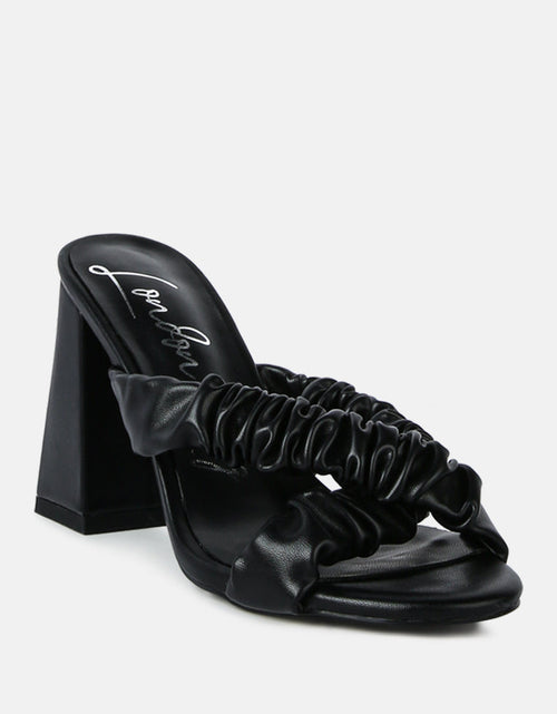Load image into Gallery viewer, page 3 scrunchie strap block sandals by London Rag
