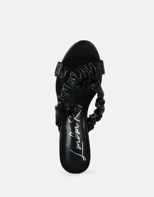 Load image into Gallery viewer, page 3 scrunchie strap block sandals by London Rag

