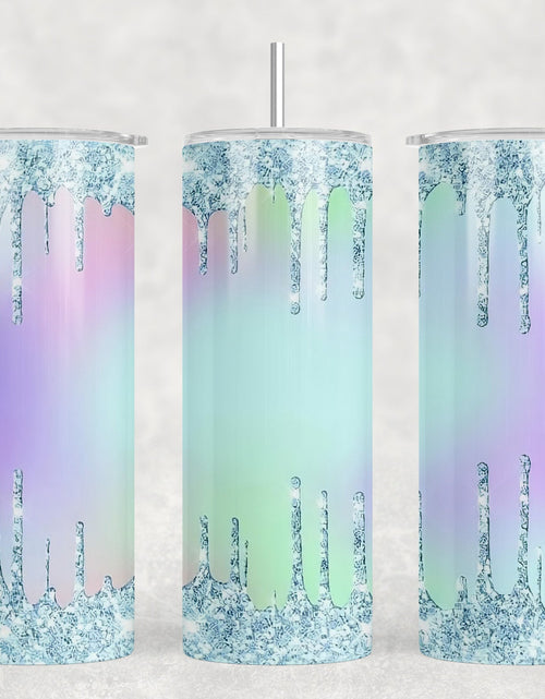 Load image into Gallery viewer, Pastel faux glitter Drip - 20 oz Steel Skinny Tumbler - Optional Blue Tooth Speaker - Speaker Color will Vary by Rowdy Ridge Co

