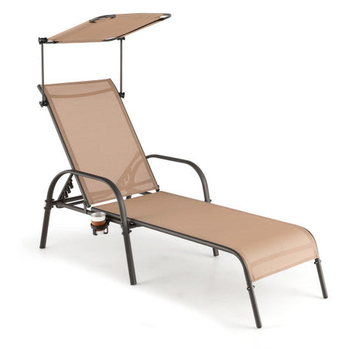 Load image into Gallery viewer, Patio Heavy-Duty 5-Level Adjustable Chaise Lounge Chair-Brown
