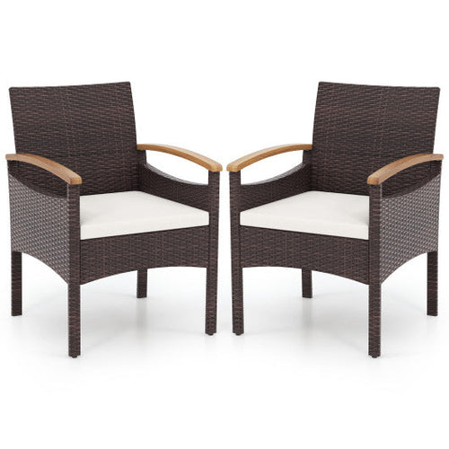 Load image into Gallery viewer, Patio Dining Chairs Set of 2/4 with Acacia Wood Armrest and Heavy Duty Metal Frame-2 Pieces
