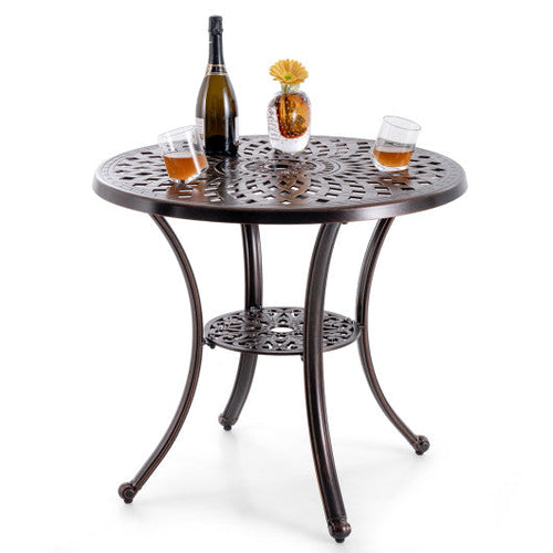 Load image into Gallery viewer, Patio Cast Aluminum Table 31 Inch Diameter Round Table with Umbrella Hole-Copper
