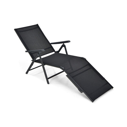 Load image into Gallery viewer, Patio Foldable Chaise Lounge Chair with Backrest and Footrest-Black
