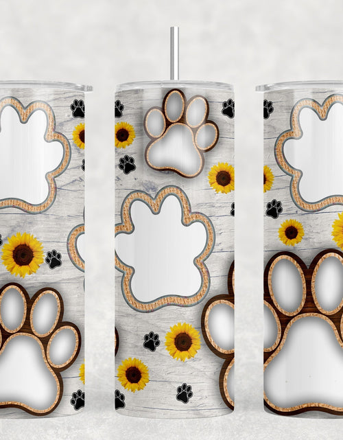 Load image into Gallery viewer, Paw Print Photo Insert - 20 oz Steel Skinny Tumbler - Optional Blue Tooth Speaker - Speaker Color will Vary by Rowdy Ridge Co
