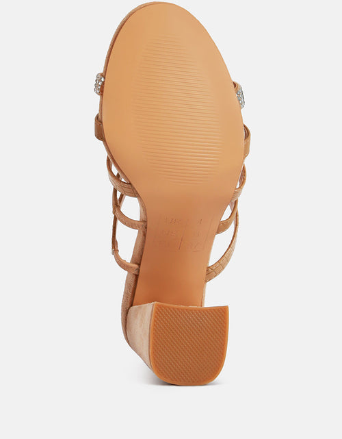 Load image into Gallery viewer, peaches strapped rhinestone embellished sandals by London Rag

