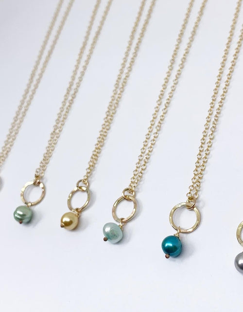 Load image into Gallery viewer, Pearl Drop Charm Necklace by Jennifer Cervelli Jewelry
