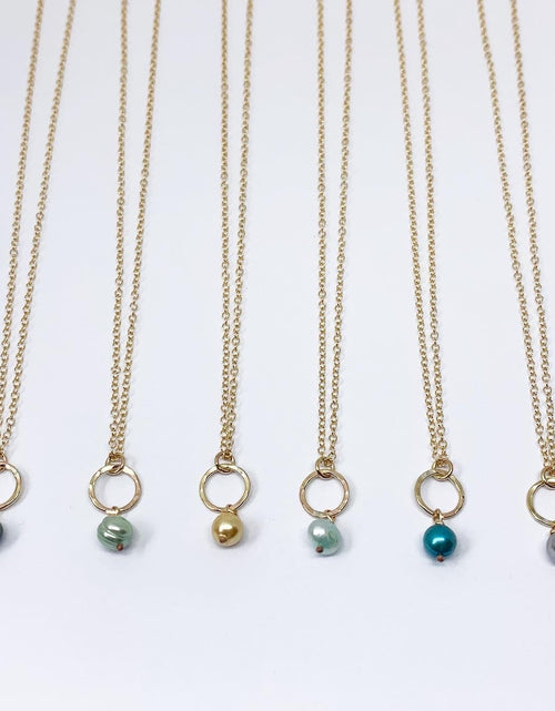 Load image into Gallery viewer, Pearl Drop Charm Necklace by Jennifer Cervelli Jewelry
