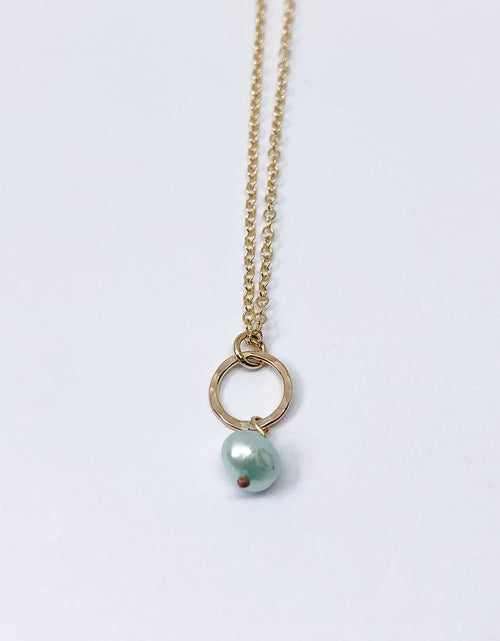 Load image into Gallery viewer, Pearl Drop Charm Necklace by Jennifer Cervelli Jewelry
