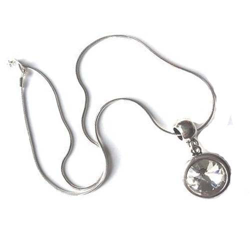 Load image into Gallery viewer, Silver Plated 'April Birthstone' Diamond Colored Crystal Pendant Necklace by Liberty Charms USA
