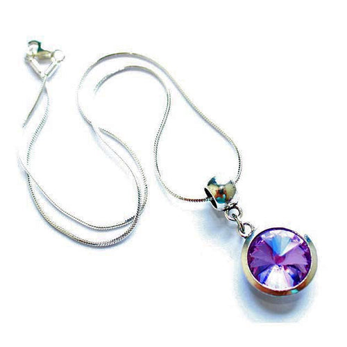 Load image into Gallery viewer, Silver Plated 'June Birthstone' Amethyst Colored Crystal Pendant Necklace by Liberty Charms USA
