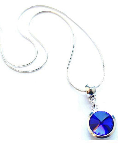 Load image into Gallery viewer, Silver Plated 'September Birthstone' Sapphire Colored Crystal Pendant Necklace by Liberty Charms USA

