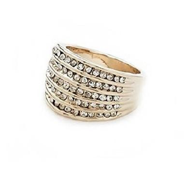 Load image into Gallery viewer, Designer Inspired Pale Gold and Crystal Diamante 'Done To Perfection' Cocktail Ring by Liberty Charms USA
