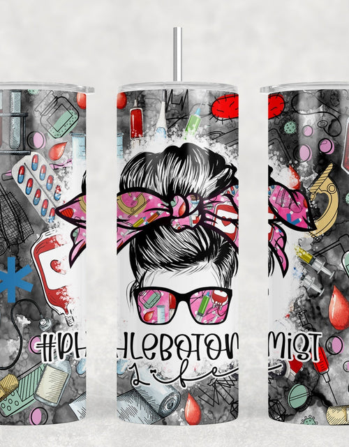 Load image into Gallery viewer, Phlebotomist - 20 oz Steel Skinny Tumbler - Optional Blue Tooth Speaker - Speaker Color will Vary by Rowdy Ridge Co
