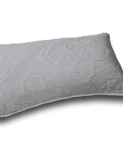 Load image into Gallery viewer, DaDa Bedding Floral Stone Wash Grey Diamond Pattern Quilted King Size Pillow Sham - 20” x 36” (JHW855) by DaDa Bedding Collection
