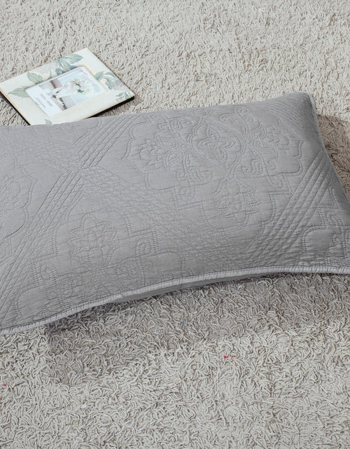 Load image into Gallery viewer, DaDa Bedding Floral Stone Wash Grey Diamond Pattern Quilted King Size Pillow Sham - 20” x 36” (JHW855) by DaDa Bedding Collection
