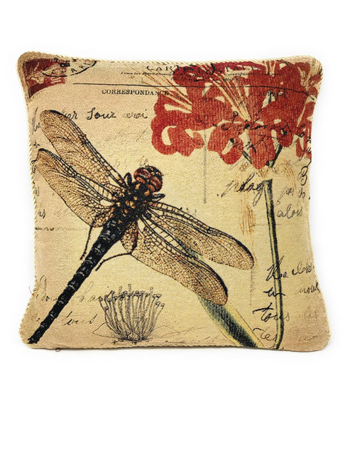 Load image into Gallery viewer, DaDa Bedding Set of 2-Pieces Dragonfly Dreams Nature Garden Tapestry Throw Pillow Covers w/ Inserts - 18" x 18" by DaDa Bedding Collection
