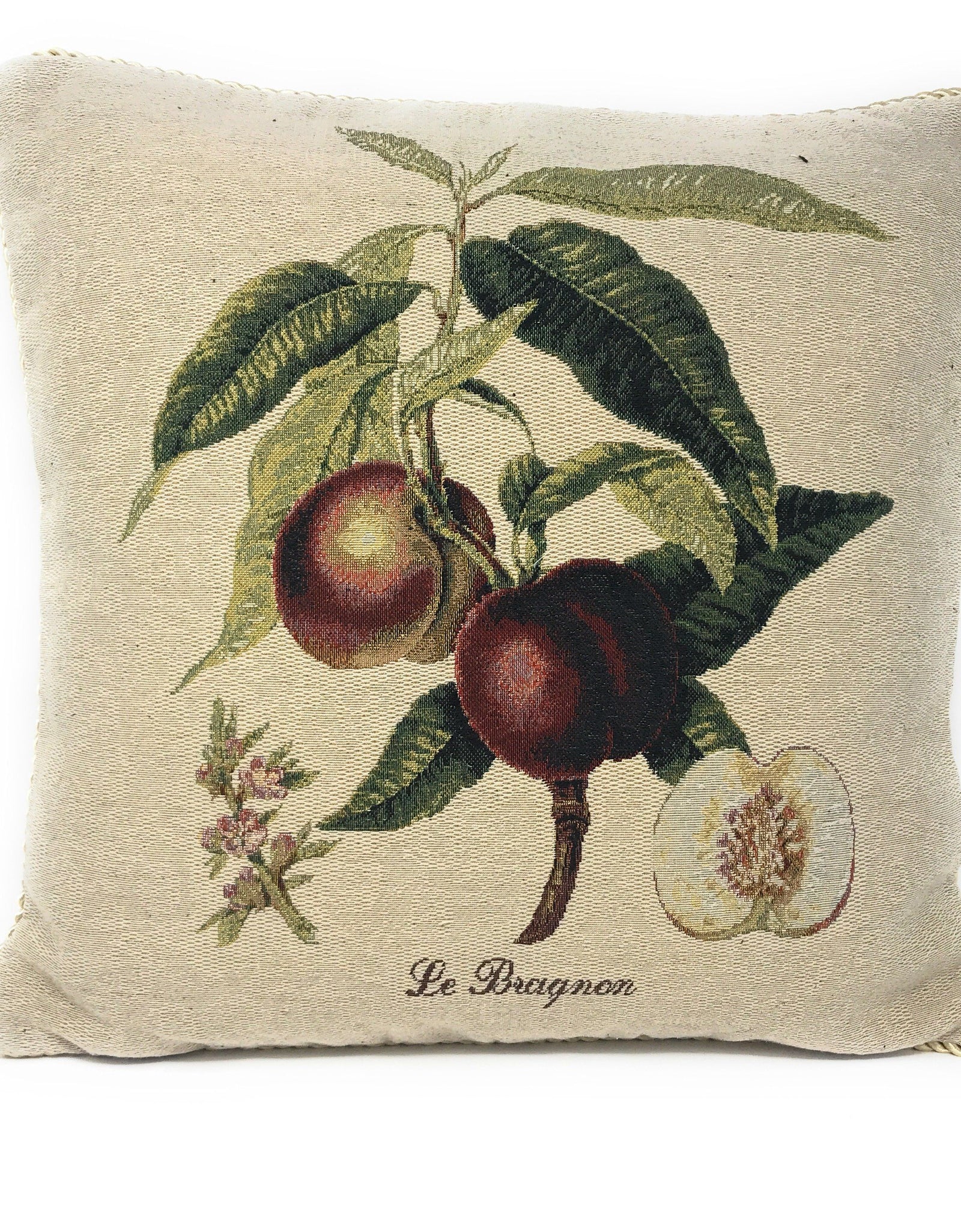 DaDa Bedding Set of 2-Pieces Nectarine Fruits Garden Tapestry Throw Pillow Covers w/ Inserts - 18" x 18" by DaDa Bedding Collection