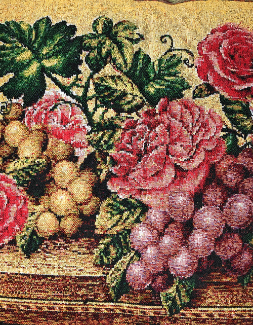 Load image into Gallery viewer, DaDa Bedding Set of 2-Pieces Parade Fruit &amp; Roses Garden Tapestry Throw Pillow Covers w/ Inserts - 18" x 18" by DaDa Bedding Collection
