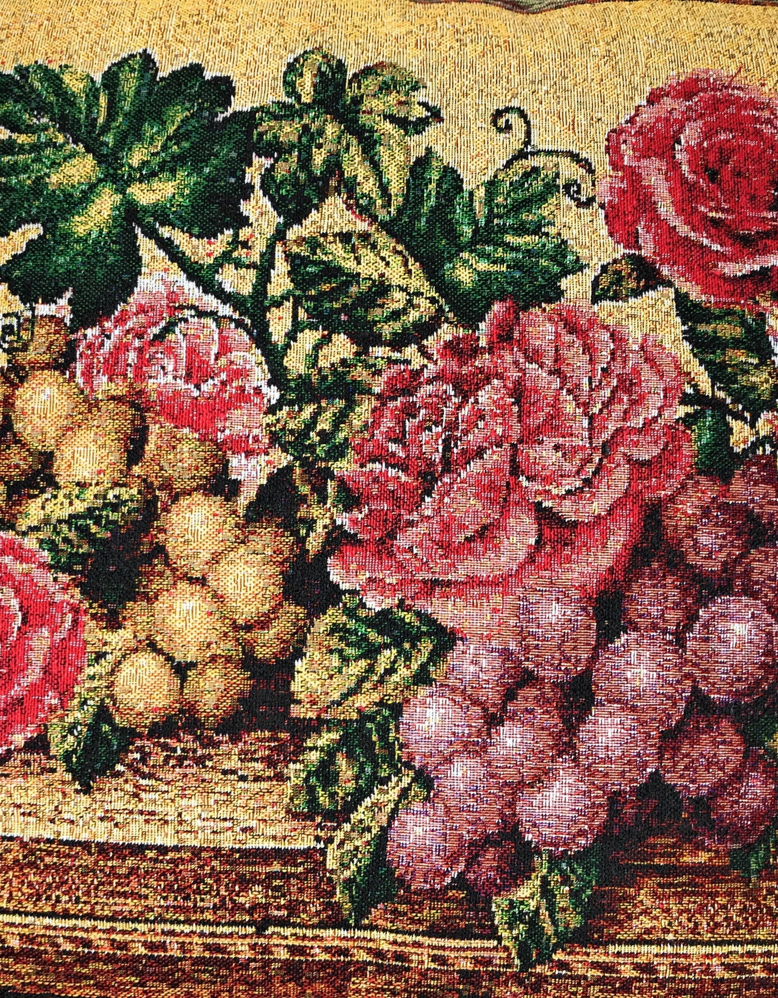 DaDa Bedding Set of 2-Pieces Parade Fruit & Roses Garden Tapestry Throw Pillow Covers w/ Inserts - 18" x 18" by DaDa Bedding Collection
