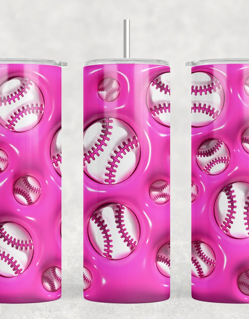Load image into Gallery viewer, Pink Baseball - 20 oz Steel Skinny Tumbler - Optional Blue Tooth Speaker - Speaker Color will Vary by Rowdy Ridge Co
