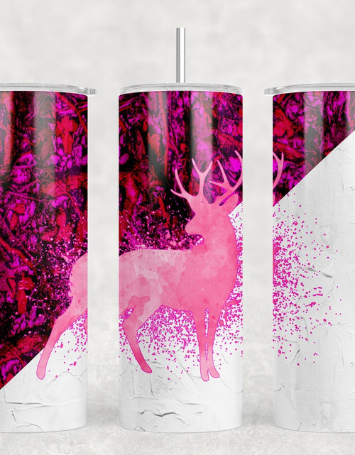 Load image into Gallery viewer, Pink Camo Deer|Skinny Tumbler|Optional Bluetooth Speaker| Speaker Color Varies by Rowdy Ridge Co
