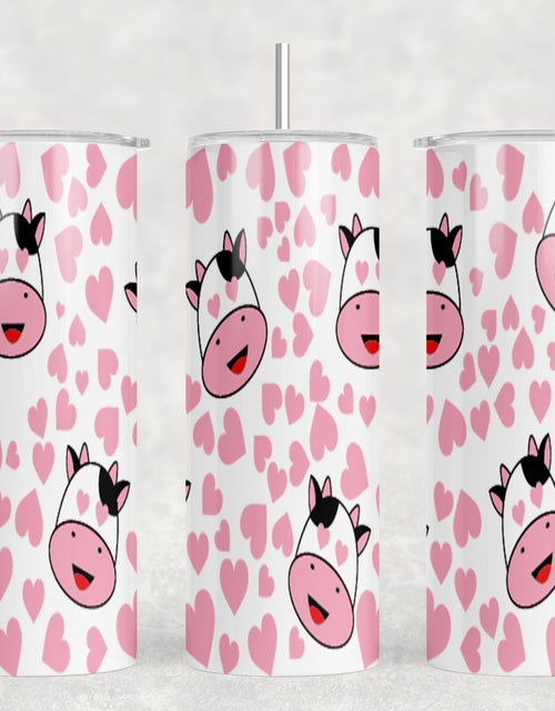 Load image into Gallery viewer, Pink Cows|Skinny Tumbler|Optional Bluetooth Speaker| Speaker Color Varies by Rowdy Ridge Co
