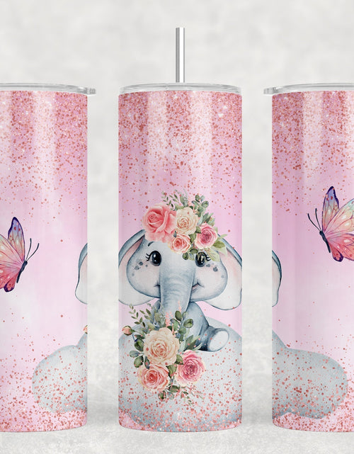 Load image into Gallery viewer, Pink Elephant - 20 oz Steel Skinny Tumbler - Optional Blue Tooth Speaker - Speaker Color will Vary by Rowdy Ridge Co
