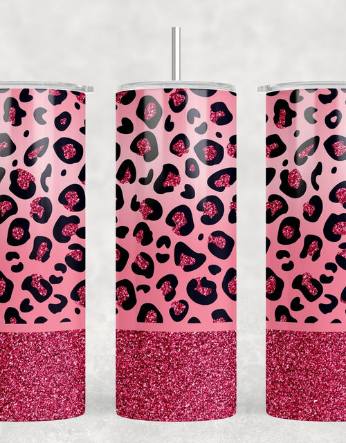 Load image into Gallery viewer, Pink Leopard Print - 20 oz Steel Skinny Tumbler - Optional Blue Tooth Speaker - Speaker Color will Vary by Rowdy Ridge Co
